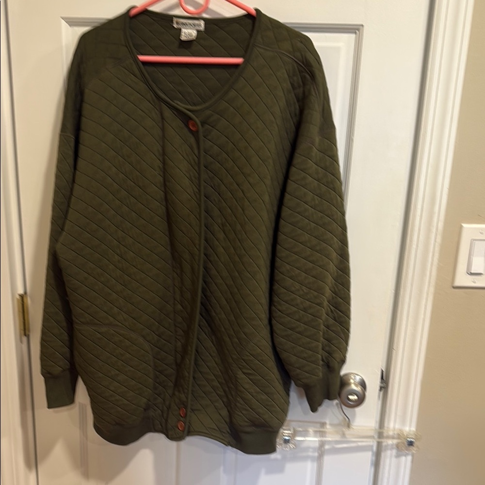 Green Utility Quilted Jacket with Textured Design